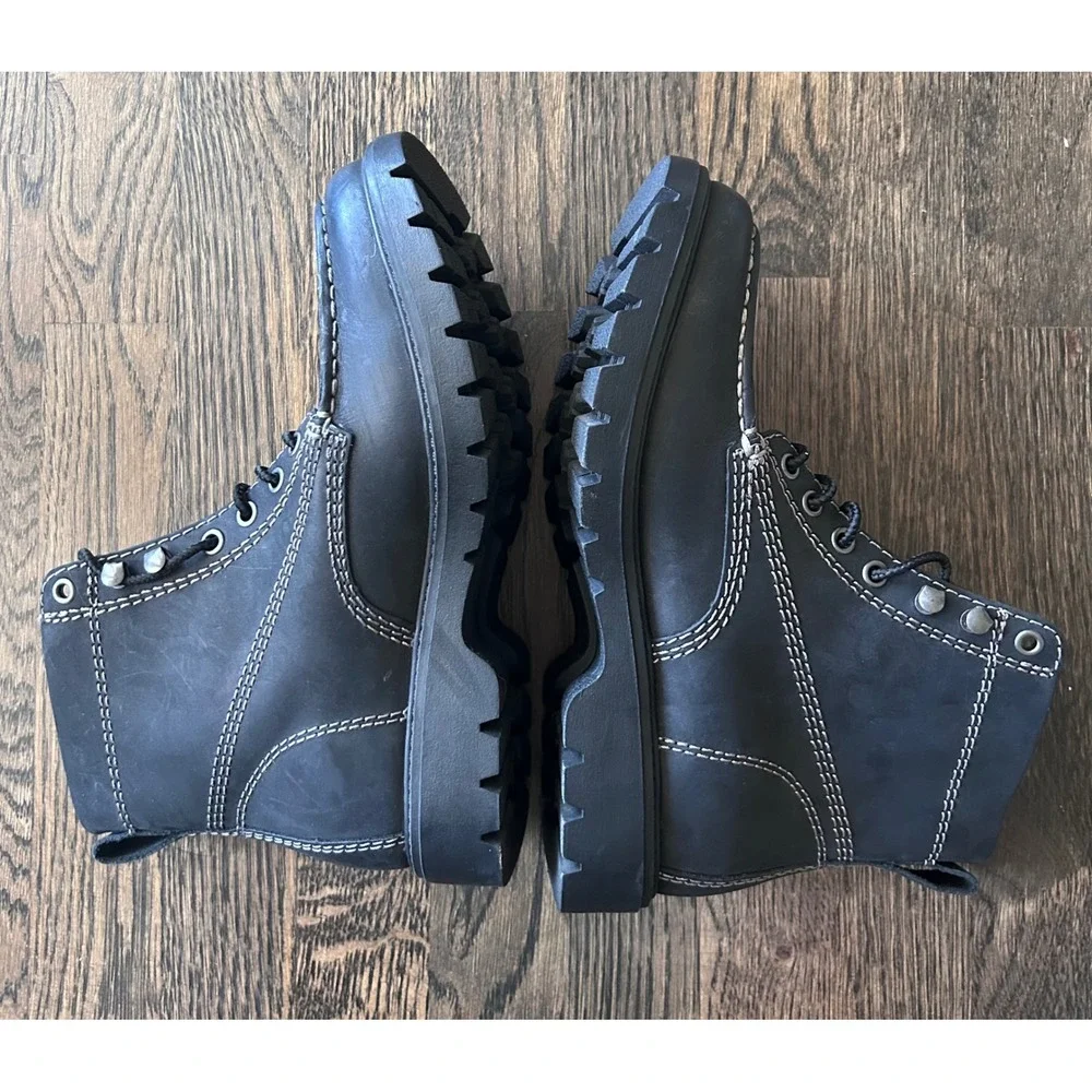 Eastland Belgrade Mens Black Leather Moc Toe Lug Sole Boots 7574-01 Size 8D
